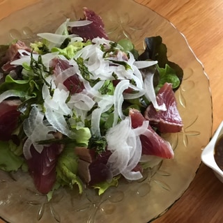 辛子ポン酢で鰹のたたきサラダ